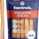 Pawstruck Natural Large 12" Beef Collagen Sticks for Dogs Long-Lasting Rawhide Alternative, High Protein Treats with Chondroitin & Glucosamine 5 Pack (EXP 06/30/26)