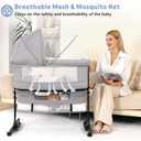 Semphis Baby Bassinet, 3 in 1 Bassinets Bedside Sleeper, Adjustable Height Bedside Sleeper with Rocking Mode, Breathable Mesh, Storage Basket, Wheels, Easy Assemble & Folding (Gray)