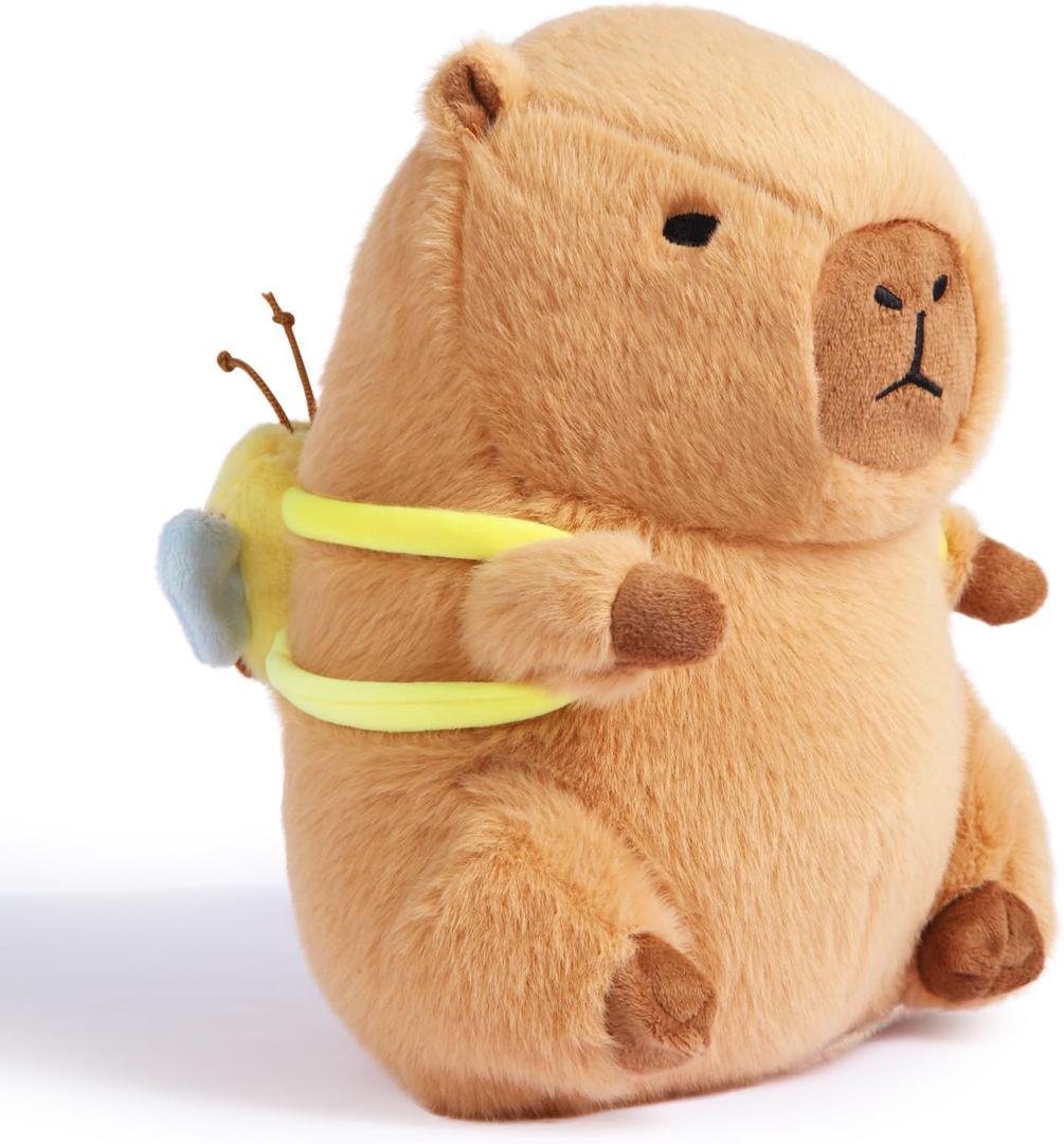 Cute Capybara Plush Soft Kawaii Capybara Plush Doll Pillow with Bee Backpack Capybara Stuffed Animals for Girls Kids Adults Birthdays Valentines Gift 12 inch
