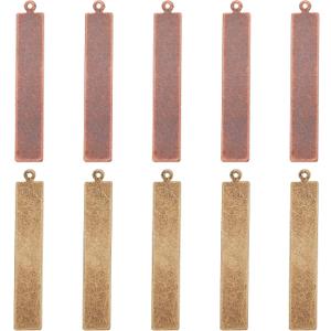 PH PandaHall 40pcs 2 Colors Brass Engraving Blanks, 1.6 x 0.2 Inch Rectangle Blank Stamping Tag Pendants Charms for Bracelet Necklace Pendant Jewelry DIY Craft Making, Antique Bronze/Red Copper