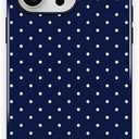 Zilkaifly Trendy Cute Hybrid 2 Layer Navy Blue Polka Dot Phone Case for iPhone 13 Pro Max,Navy