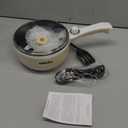 Dezin Hot Pot Electric Upgraded, Non-Stick Saut Pan, Rapid Noodles Electric Pot, 1.5L Mini Portable Hot Pot for Steak, Egg, Fried Rice, Ramen, Oatmeal, Soup with Power Adjustment (Beige)