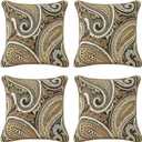 Outdoor Sunbrella Decorative Pillows Pack of 4, 16" x 16" Outdoor Pillow Set for Couch Bed Throw Patio Sofa, Royce Walnut