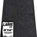 Front Door Mat Indoor Outdoor Entrance, 36" x 48" Dirt Resistant and Absorbent Door Mat, TPR Backing Non-Slip Doormats, Easy to Clean, Low Profile Welcome Floor Mat for Outside Entry (Black Double Stripes)