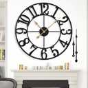 Large Wall Clock for Living Room Decor - 16 Inch Silent Non-Ticking Wall Clocks Battery Operated, Metal Vintage Retro Decorative Modern Wall Clock for Bedroom, Kitchen, Office, Farmhouse Decor