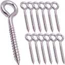 Pack of 12 M6 Metal Hooks, heavy-duty304 Stainless Steel Screw Hooks, self-Tapping Eye-Ring Bolt Hooks, Hole Hooks, Strong Indoor and Outdooreye Hooks