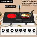 Electric Cooktop,110V 2500W Electric Stove Top with LED Knob Control,9 Power Levels, Kids Lock & Timer,Overheat Protection stove,24 Inch 2 burner cooktop