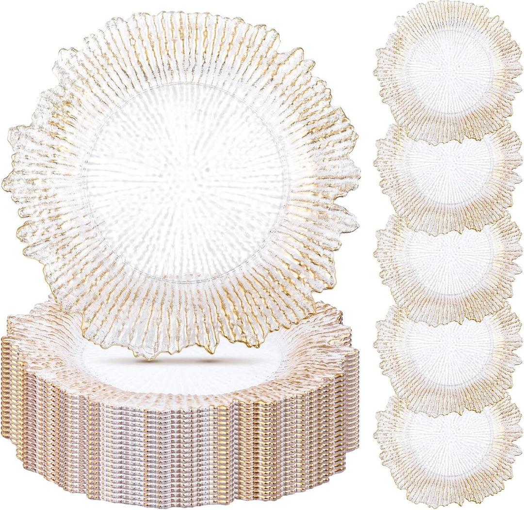 Rtteri 50 Pcs 13" Charger Plates for Wedding Reef Charger Bulk, Clear