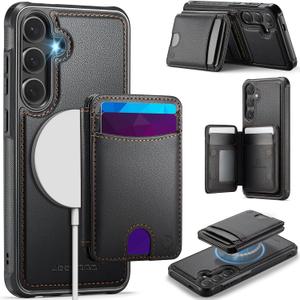 for Samsung Galaxy S25 Wallet Case with Card Holder, RFID Blocking 2 in 1 Detachable Magnetic Card Holder Flip Kickstand Credit Slots Cover for Samsung Galaxy S25 6.2", Black