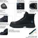 2 x KELODON Waterproof Steel Toe Boots For Men 6 Inch Leather Steel Toe Shoes Non Slip Resistant Safety Work Boots Indestructible Lightweight Construction Boot