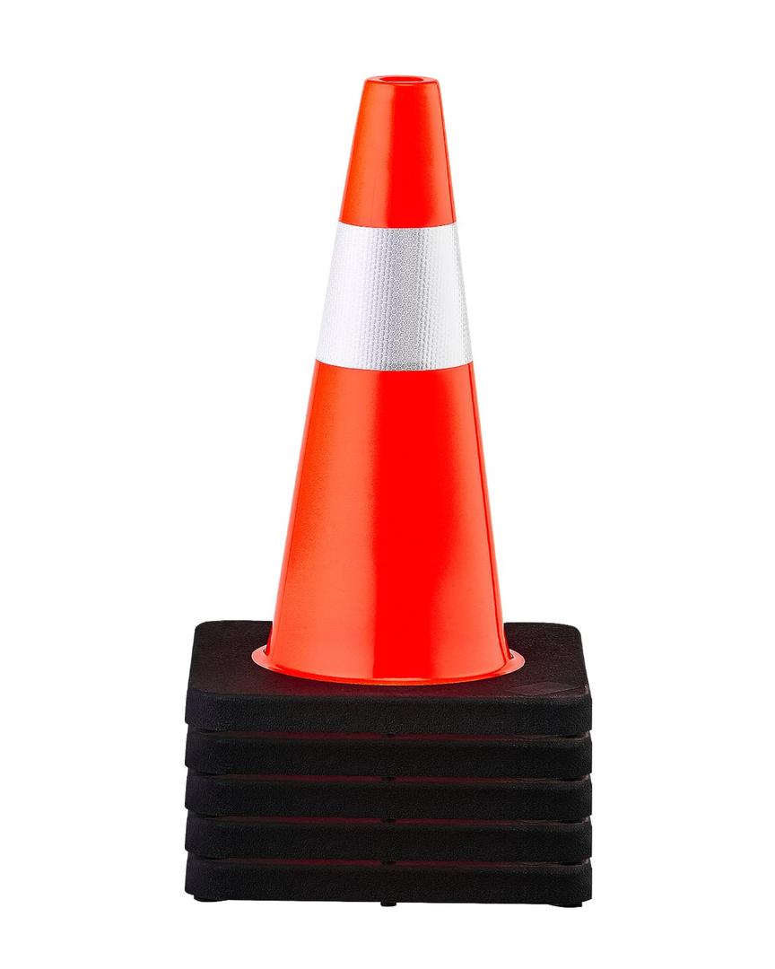 VEVOR Safety Cones, 5 Pack 18" Traffic Cones, PVC Orange Construction Cones with Reflective Collars and Black Weighted Base, for Traffic Control, Driveway Road Parking and School Improvement