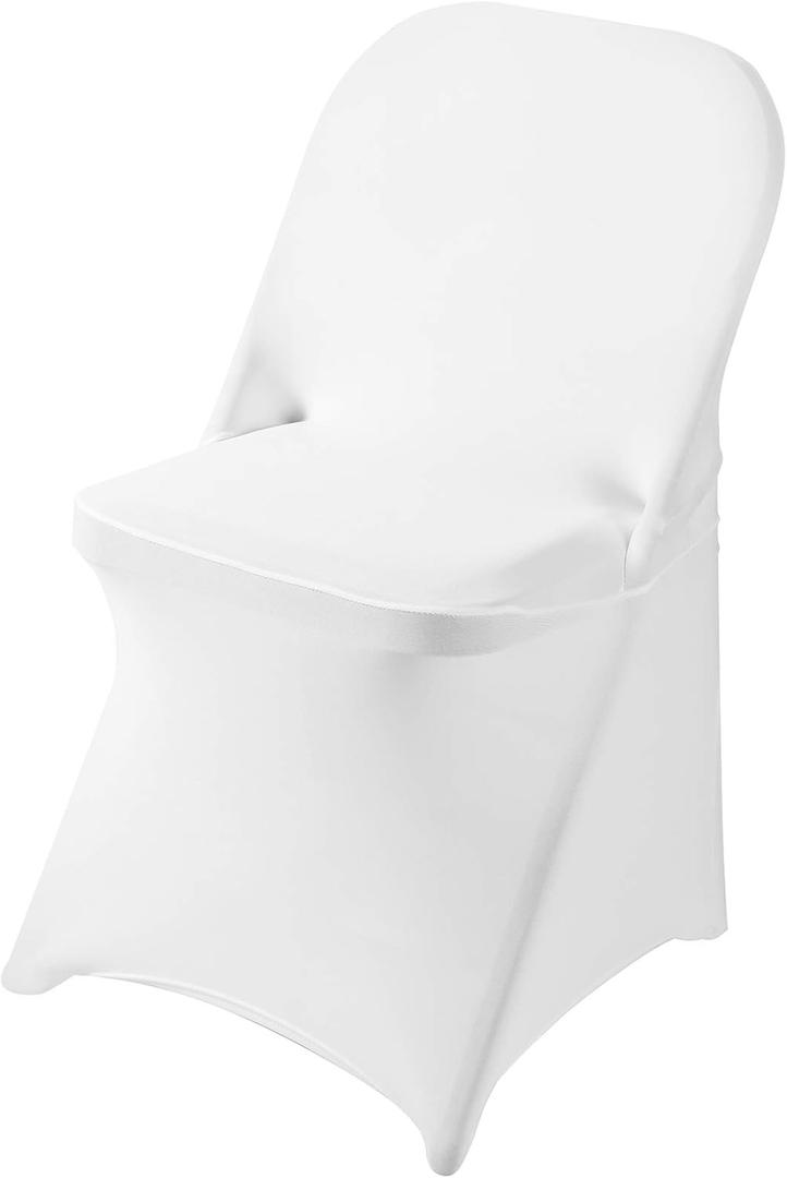 Ascoza 100 Pack White Spandex Folding Chair Covers in Stretch Washable Fabric for Wedding, Party,Holidays,Celebration and Other Special Events