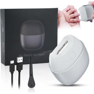 Electric Nail Clipper with 2 Speeds, Safety Fingernail Trimmer for Adults, Seniors, Kids & Infants, Rechargeable Nail Clippers with Light, Magnetic Cover, Nail Scraps Storage, USB Charging