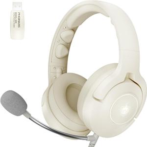 Wireless Gaming Headsets for Ps5 Ps4 PC, Games Headphones with Noise Canceling Microphone, 30H+ Hrs & 7.1 Surround Sound for Switch Phone (2.4GHz WiFi Mode), ONLY Wired Mode Suit for Xbox Series (Beige)