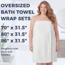 Towel Wrap for Women Plus Size (XL-2XL) with Hair Towel Wrap, Microfiber Bath Wrap Soft & Comfortable Absorb Water Body Wrap Oversized Button Design, White
