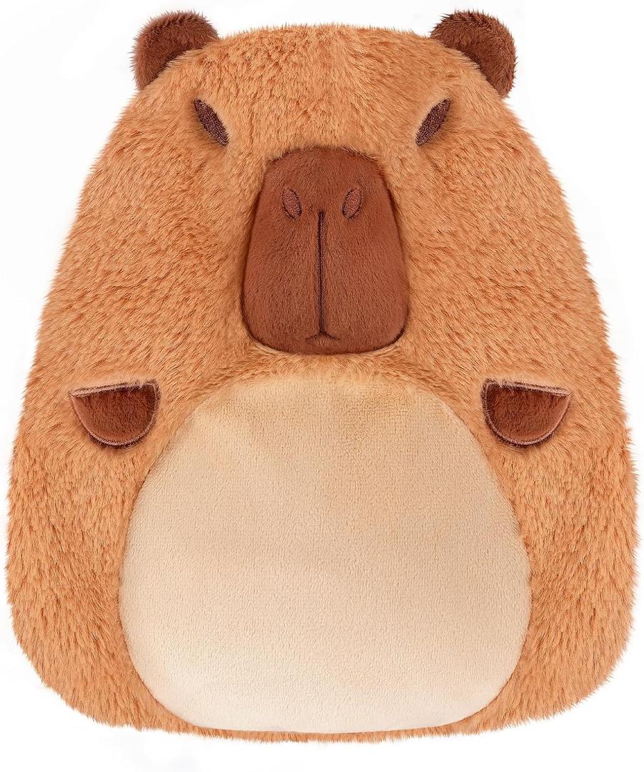 Capybara Microwavable Heating Pad for Belly, Neck & Shoulders, Heated Stuffed Animals with Moist Heat, Removable Plush Cover, Unscented Natural Fill, Adorable Surprise Present, 7.8" x 10.6", 1.2 lb