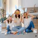Blue Bunny Ears Headband, Cute Blue Plaid Easter Bunny Ears Headband for Easter Accessories for Women, Blue, One Size