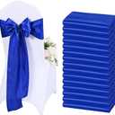 60 Pcs Royal Blue Chair Sashes Satin Chair Bows Sashes for Party, Hotel, Wedding, Reception, Restaurant Event Decoration (7 x 108 inch)