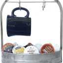 Autumn Alley Rustic Farmhouse Galvanized Coffee Mug Rack Organizer for Kitchen Counter | Mug Tree with Cup Hooks and Basket for Storage of k cups and Accessories | Perfect for Coffee Bar