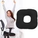 Stuffed Donut Pillow Seat Cushion | for Tailbone and Coccyx Pain, Hemorrhoids, Bed Sores, Pregnancy, Prostate, Surgery Recovery, Sitting Pressure Relief, for Home, Office and Car (Black)