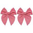 Black White Buffalo Plaid Ribbon Fable Hair Bows Alligator Clip 2pc 5.5'' Checkered School uniform Bows for Toddler Teens Kids Girls Women Race Fan Car-Themed Birthday Party Gift