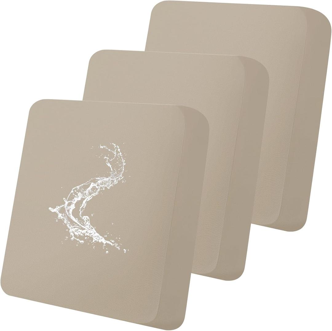 Smiry Waterproof Couch Cushion Covers, Stretch Washable Sofa Cushion Cover, Soft Sofa Slipcover Elastic Non-Slip Furniture Protector for Pets, Kid (3 Pack,Khaki)