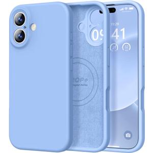 Vooii Magnetic for iPhone 17 Case, Compatible with Magsafe (Premium Liquid Silicone) (Integrated Camera Control Button) Full Body Protective Anti-Scratch Microfiber Lining 6.3", Light Blue