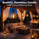 Solar Lanterns Outdoor Waterproof, Solar Lights Outdoor with Flickering Flameless Candle, Garden Decor Gifts for Women Mom Grandma, Hanging Solar Lights for Patio, Porch, Backyard, 4 Pack | Outdoor Solar Lanterns with Flickering Flameless Candle for Garden Patio Backyard Pathway Decor, Gifts for Women Mom Grandma