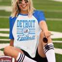 Football Shirts Women Game Day Shirt Sequin Gameday Outfits Football Team Fans Graphic Tees Fall Sports Jersey (Small, Blue-detroit)