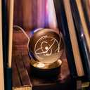 STEM Carbon Atom Laser Engraved Switched LED Illuminated with Diffuser 3D Crystall Ball Home or Office Decoration Lamp Night Light Shelf Table Desk Ornament Paper Weight Science Chemistry Biology Gift
