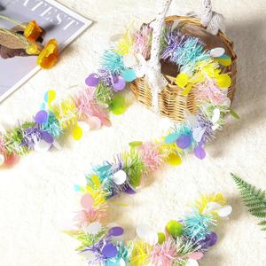 100 Feet Easter Tinsel Garland Colorful Tree Garland Egg Metallic Twisted Hanging for Easter Decoration Birthday Party Supply Kids Child (100 FT)