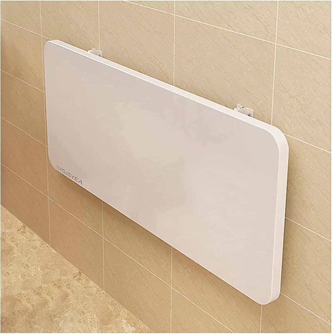 Wall Mounted Folding Table, White Floating Desk for Small Spaces, Stainless Steel Bracket Laundry Folding Table, Wall Folding Desk, Home Bars and Dining Establishments 70x40cm /27.5" x 15.7"