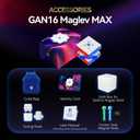 GAN 16 Maglev MAX Speed Cube 3x3 Magnetic, Power Stability Handfeel Max Professional Speedcube, Brain Teaser Puzzle Fidget Toy for Kids Adults, 2025 Pinnacle Flagship UV Version GAN16, 56mm
