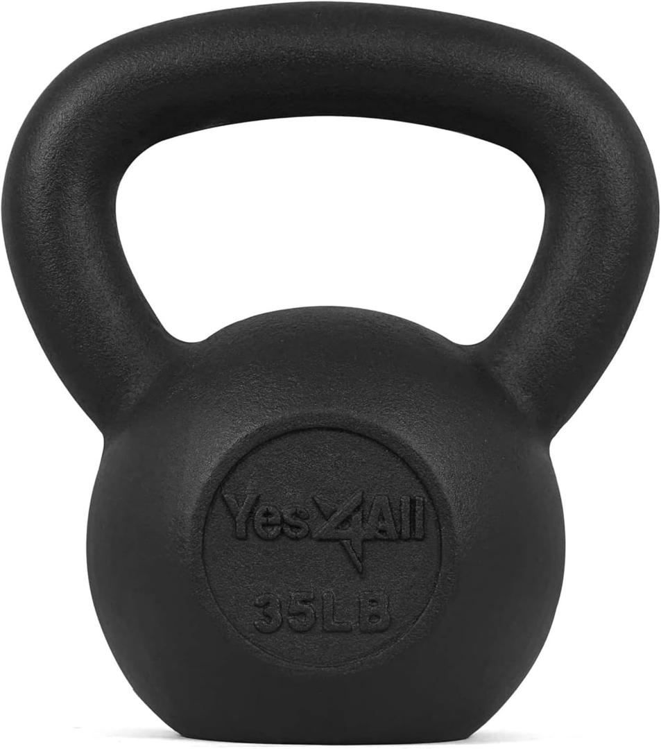 Yes4All Cast Iron Kettlebell, Strength Training Kettlebells  (35Lb) for Full Body Workout, Push up, Strength Training - Single & Kettlebell  for Men
