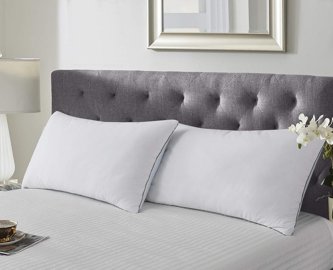 kathy ireland 233 Thread Count Summer Winter White Goose Feather (2 Pack) Bed Pillows, King