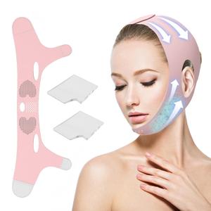 Belovedone Reusable Face Ice Strap Soft Ice Silicone Chin Strap for Women Sleeping Pink