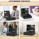 Wood Phone Docking Station with USB Ports and Outlets, Nightstand Organizer with Charging Station, Bedside Organizer with Drawer for Watch & Accessories, Christmas Anniversary Birthday Gifts for Men