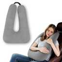 Travel Pillow, Travel Pillow for Kids, Sleeper Hold Pillow Travel, Removable U-Shaped Pillow for Adults and Children to Support Head and Body in The Back Seat of Long Car Trips (Grey)