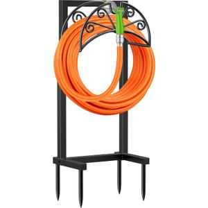 TomCare Garden Hose Holder Heavy Duty Water Hose Holder Holds 160 FT Hoses 4 Spikes Hose Reel Freestanding Hose Hanger Sturdy Hose Storage Stand for Outside Yard Lawn