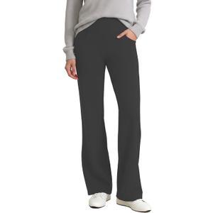 Houmous S-XXXL 29''31''33''35'' Inseam Women's Cotton Bootcut Pants Inner Pocket (Dark Grey, 4 Pockets)