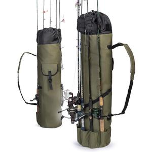 Besti Fishing Rod Organizer Bag (Portable) Shoulder Carry Home and Travel Storage | Professional Reel, Tackle, and Equipment Organization | Heavy-Duty, Water-Resistant (khaki green)