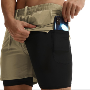 ATTBEA Men's 2 in 1 Running Shorts with Liner 5" Quick Dry Workout Gym Sports Shorts with Pockets (XXL)