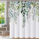 Shower Curtain, Sage Green Shower Curtains for Bathroom Watercolor Plant Shower Curtain Leaves Floral Bathroom Eucalyptus Shower Curtains Waterproof 72x72 Inch with Hooks (Leaf)