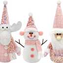 Pink Christmas Decorations - 3Pcs Gnomes Pink Christmas Decor for Home Office- Winter Table Decor