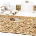 Jumbo Wicker Basket, Rectangular Wicker Baskets for Storage, Water Hyacinth Extra Large Storage Baskets, Shelf Basket with Built-in Handles-1 Pack (Natural)