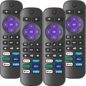 4 Pack Replacement Remote Control Only for Roku TV, Compatible with All TCL Roku/Hisense Roku/Onn Roku/Sharp/Philips Roku (Not for Roku Stick, Box or Speaker)