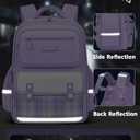 School Backpack for Teen Girls Bookbags Elementary High School Plaid Laptop Bags Women Travel Daypacks Purple Small
