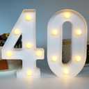 H:7.88 Inches Light Up Numbers 40 Sign for Party Decor, Happy 40th Birthday Decorations for Women, 40 Year Old Party Centerpieces Table Decorations for Men, 40 Wedding Anniversary