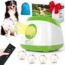 Automatic Ball Launcher for Dogs, Dog Ball Thrower Launcher 3 Adjustable Distances (40t/60ft/80ft), Rechargeable Automatic Dog Balls Launchers with 4 Balls (2.5") (Green)