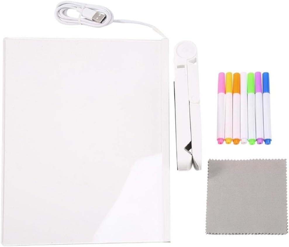 LED Acrylic Message Board Message Note Board USB Luminous Drawing Board 30X20cm with 7 Color Paintbrush